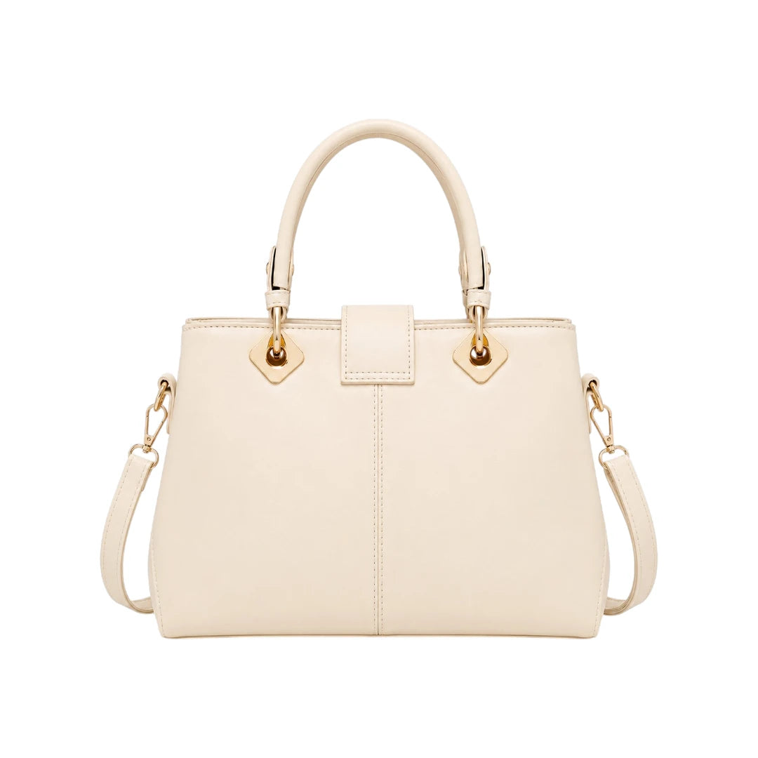 Bag Edits Ivory Faux Leather Bag with Butterfly & Floral Embellishments